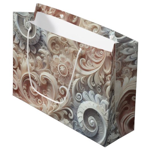 Elegante Gradient Pastel Kant Patroon Medium Gift  Groot Cadeauzakje (Voorkant Gekanteld)