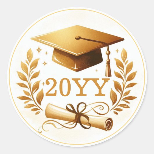Elegante Graduation Cap en Diploma Envelop Seal Ronde Sticker (Voorkant)