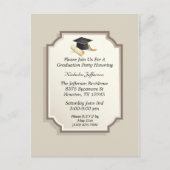 Elegante Graduation Cap Scroll Uitnodiging (Voorkant)