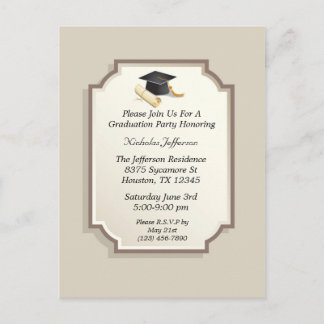 Elegante Graduation Cap Scroll Uitnodiging Briefkaart