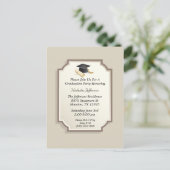 Elegante Graduation Cap Scroll Uitnodiging Briefkaart (Staand voorkant)
