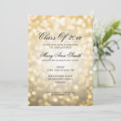 Elegante Graduation Party Gold Glitter Lights Kaart (Staand voorkant)
