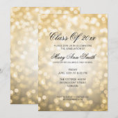 Elegante Graduation Party Gold Glitter Lights Kaart (Voorkant / Achterkant)