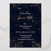 Elegante Graduation Party Navy Gold Folie Uitnodig Folie Uitnodiging (Achterkant)