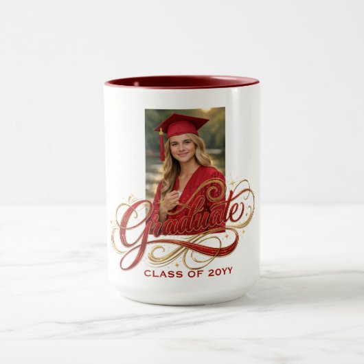 Elegante gradueer script kunstwerk met foto functi mok (Midden)
