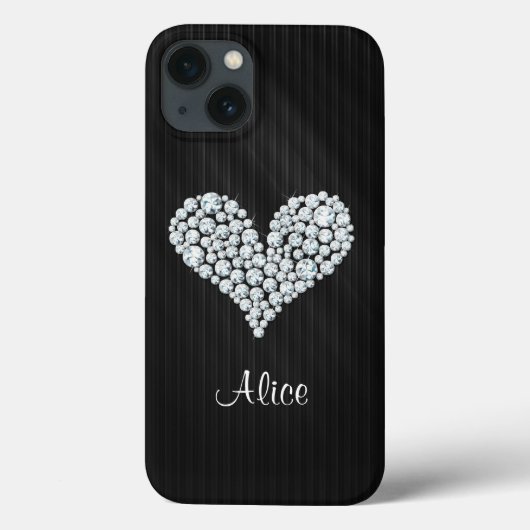 Elegante Grafische Diamanten Hart Gestreepte Achte Case-Mate iPhone Case (Achterkant)