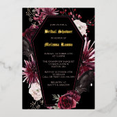 Elegante Grafroos Bruidsdouche Folie Uitnodiging (Voorkant)