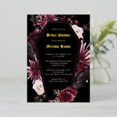 Elegante Grafroos Bruidsdouche Folie Uitnodiging (Staand Voorkant)