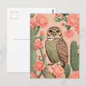 Elegante grafuil en cactussen briefkaart (Voorkant / Achterkant)