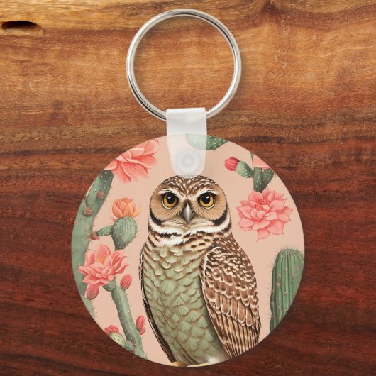 Elegante grafuil en cactussen sleutelhanger (Voorkant)