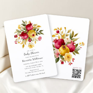 Elegante granaatappel babyshower uitnodiging