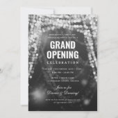 Elegante Grand Opening Business Zilveren Lichten Kaart (Voorkant)