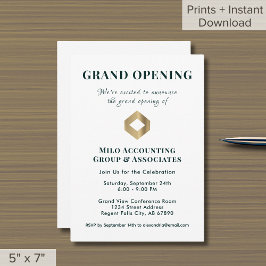 Elegante Grand Opening Invitation Custom Logo Kaart