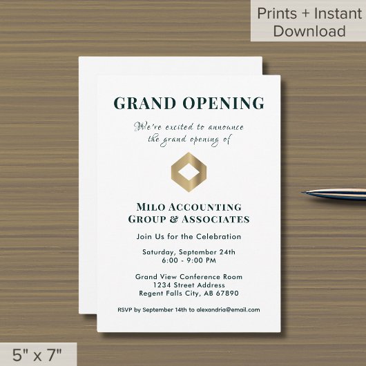 Elegante Grand Opening Invitation Custom Logo Kaart
