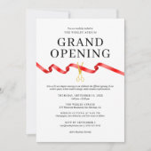 Elegante Grand Opening Uitnodiging met Rood Lint (Voorkant)