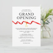 Elegante Grand Opening Uitnodiging met Rood Lint (Staand voorkant)