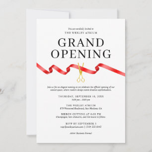 Elegante Grand Opening Uitnodiging met Rood Lint