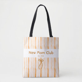 Elegante Grandmillennial Abrikozen Streep Nieuwe M Tote Bag