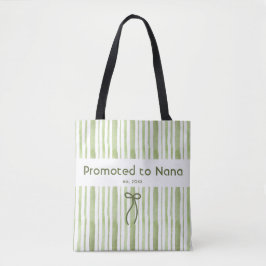 Elegante Grandmillennial Sage Groene Retro Streep Tote Bag