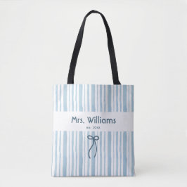 Elegante Grandmillennial Zachte Blauwe Retro Stree Tote Bag