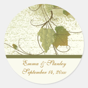 Elegante grapevine herfstbruiloft Save the Date Ronde Sticker