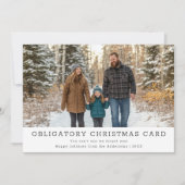 Elegante grappige familiefoto verplichte kerst feestdagenkaart (Voorkant)