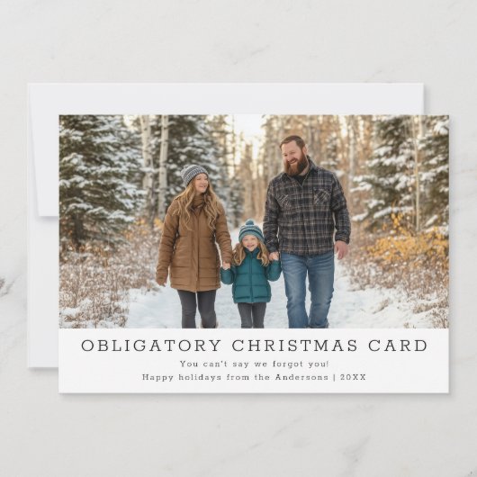 Elegante grappige familiefoto verplichte kerst feestdagenkaart (Voorkant)