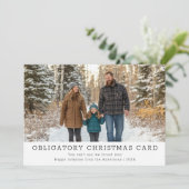 Elegante grappige familiefoto verplichte kerst feestdagenkaart (Staand voorkant)