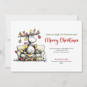 Elegante Grappige Rendier Kerst Kaart (Voorkant)