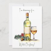 Elegante Grappige Witte Kerst Wijn Script Feestdagenkaart (Voorkant)