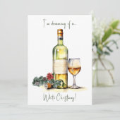 Elegante Grappige Witte Kerst Wijn Script Feestdagenkaart (Staand voorkant)