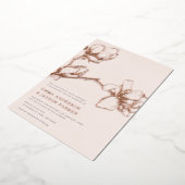 Elegante Gratieuze Magnolia Trouw Blozende Roze Go Folie Uitnodiging (Gedraaid)