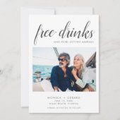 Elegante Gratis Drankjes Foto Huwelijk Save The Date (Voorkant)