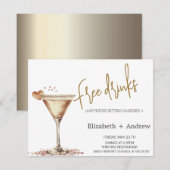 Elegante Gratis Drankjes,Martini Glas Hart Kaart (Voorkant / Achterkant)