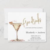 Elegante gratis Drinken, Martini Glass Heart Kaart (Voorkant)