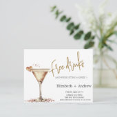 Elegante gratis Drinken, Martini Glass Heart Kaart (Staand voorkant)