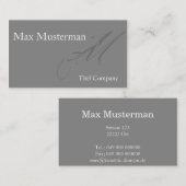Elegante graue Monogramm Visitenkarte Visitekaartje (Voorkant / Achterkant)