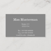 Elegante graue Monogramm Visitenkarte Visitekaartje (Achterkant)