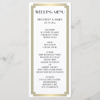 Elegante Great Gatsby Art Deco Trouwmenu Menu