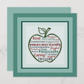 Elegante Green Apple World's Best Teacher Kaart (Voorkant / Achterkant)