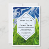 Elegante Green Blue Sky Artful Abstracte bruiloft Kaart (Voorkant)