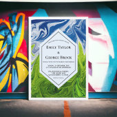 Elegante Green Blue Sky Artful Abstracte bruiloft Kaart