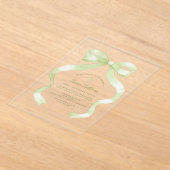 Elegante Green Bow doop Acryl Uitnodigingen (Laagn)