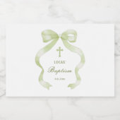 Elegante Green Bow doop Sparkling Wijnetiket (Enkel label)
