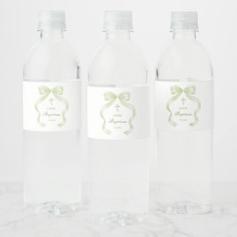 Elegante Green Bow doop Waterfles Etiket