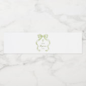 Elegante Green Bow doop Waterfles Etiket (Enkel label)