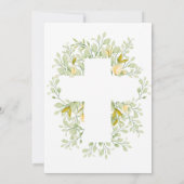 Elegante Green Cream Bloemen Doop Uitnodiging (Achterkant)