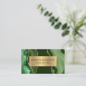 Elegante Green en Gold Agaat Luxe Visitekaartje (Staand voorkant)