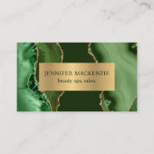 Elegante Green en Gold Agaat Luxe Visitekaartje (Voorkant)