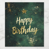 Elegante Green & Faux Gold Verjaardag Drink Labels Wijn Etiket (Enkel label)